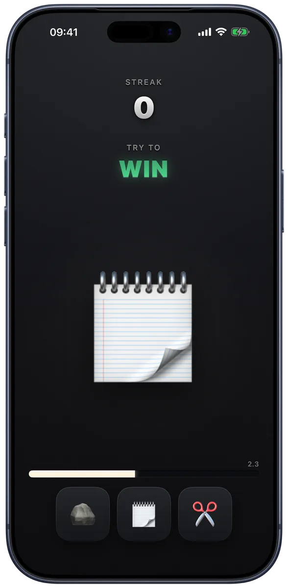 Mid-run: paper shown, the order says try to win, clock running